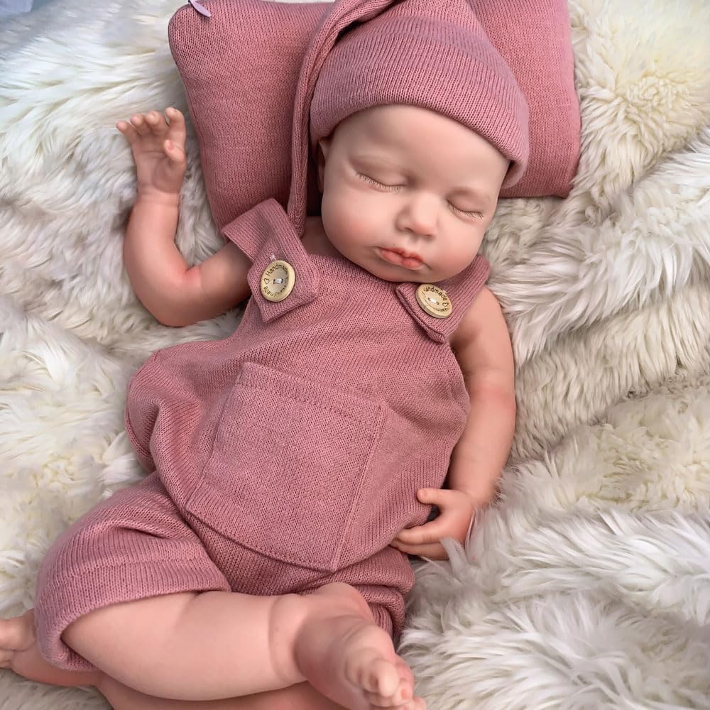18 inch Lifelike Full Silicone Baby Doll Girl Open Mouth Realistic Reborn Dolls That Look Real