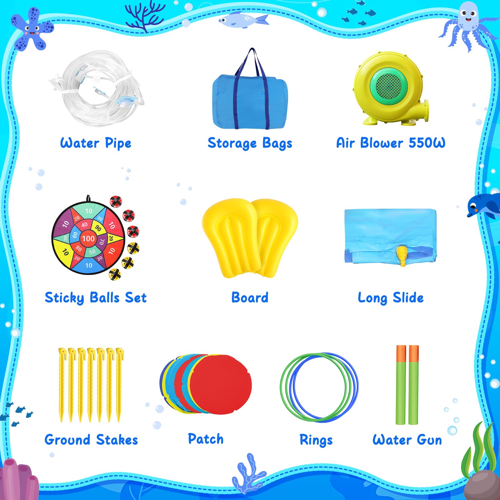 Inflatable Bounce House with Water Slide for Kids