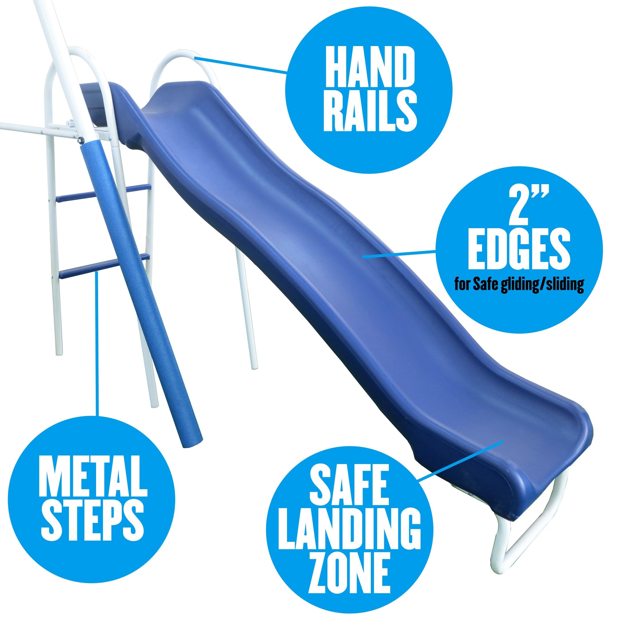 Galvanized Metal Swing Set 6 Station Outdoor Playset with Wave Slide