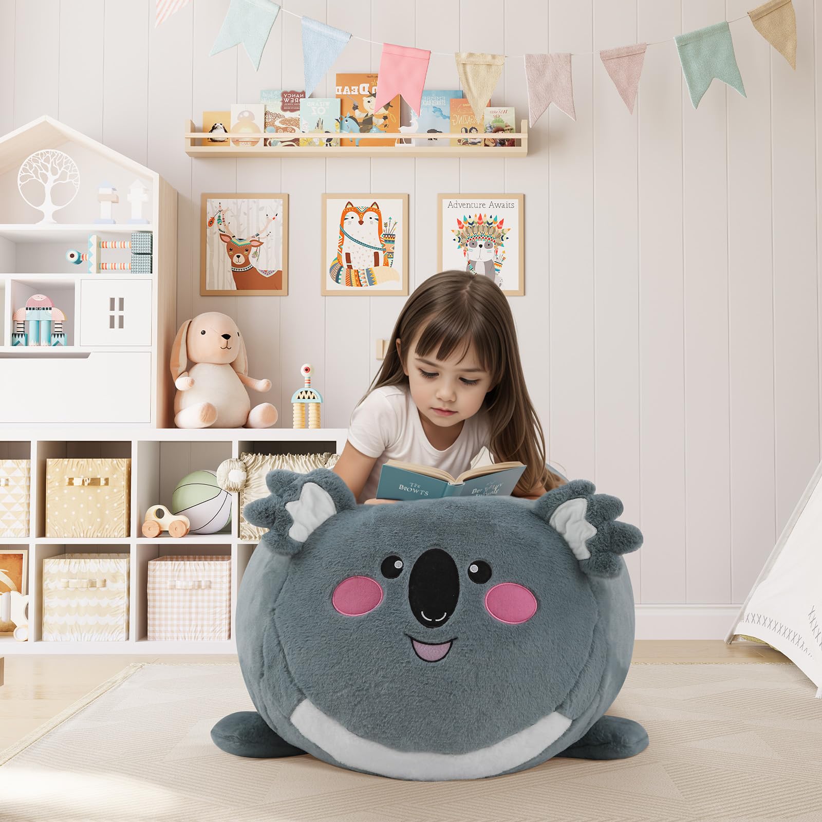 Kids Bean Bag Chair Koala Plush Stuffed Animal Seat