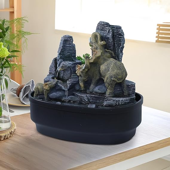 Tabletop Water Fountain with LED Lights & Pagoda