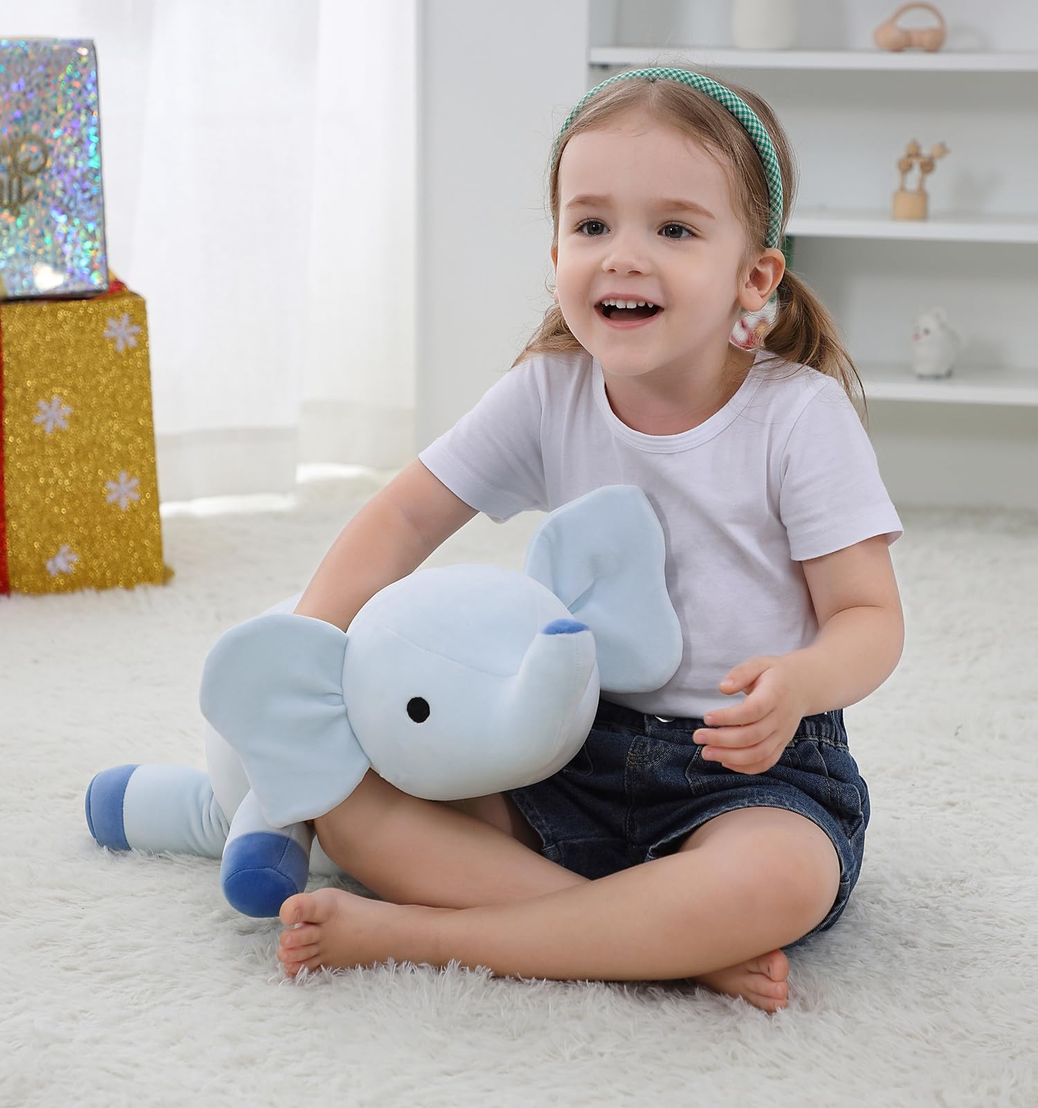4.2lbs Elephant Weighted Stuffed Animals 24", Giant Weighted Elephant Plush Animal