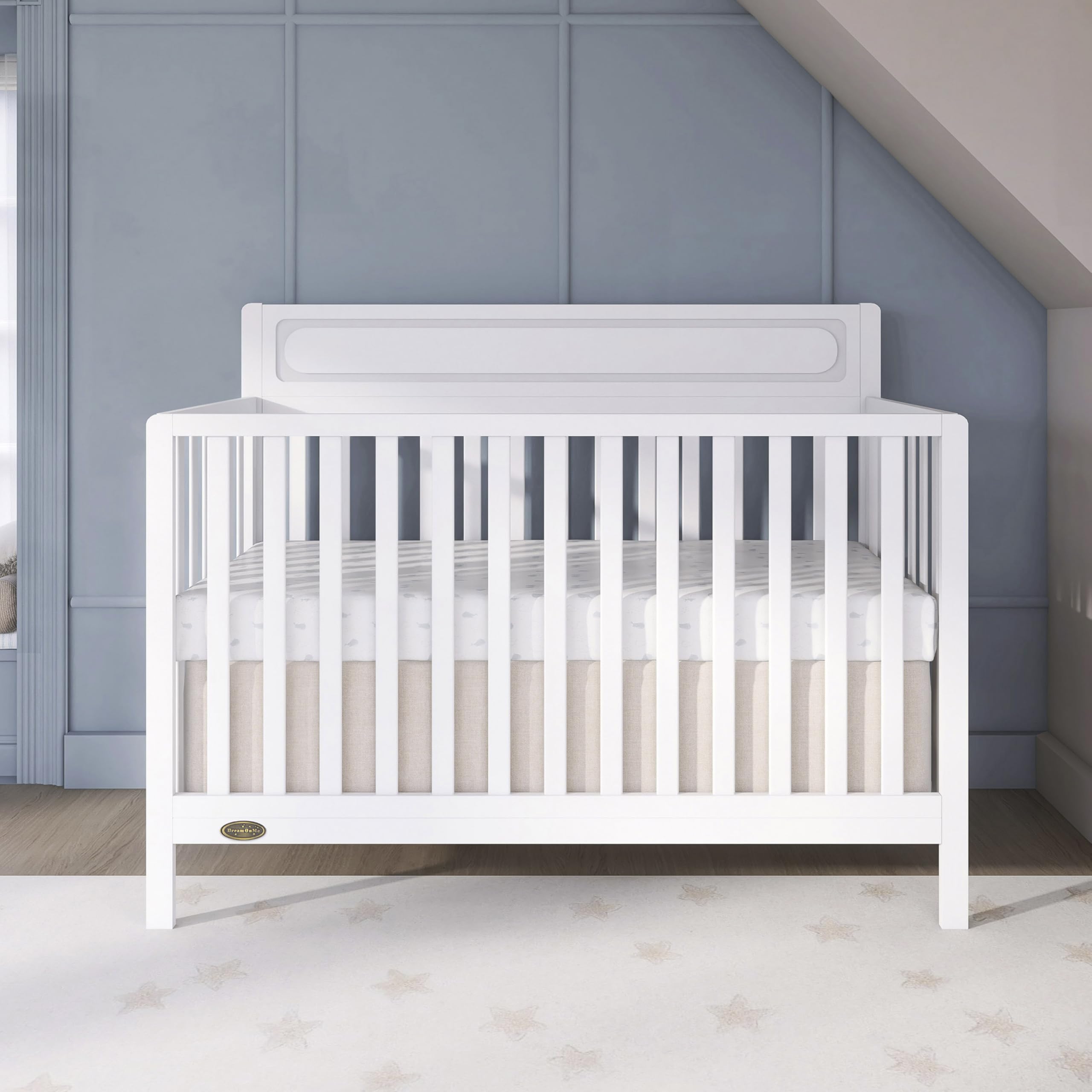 5-in-1 Convertible Baby Crib White