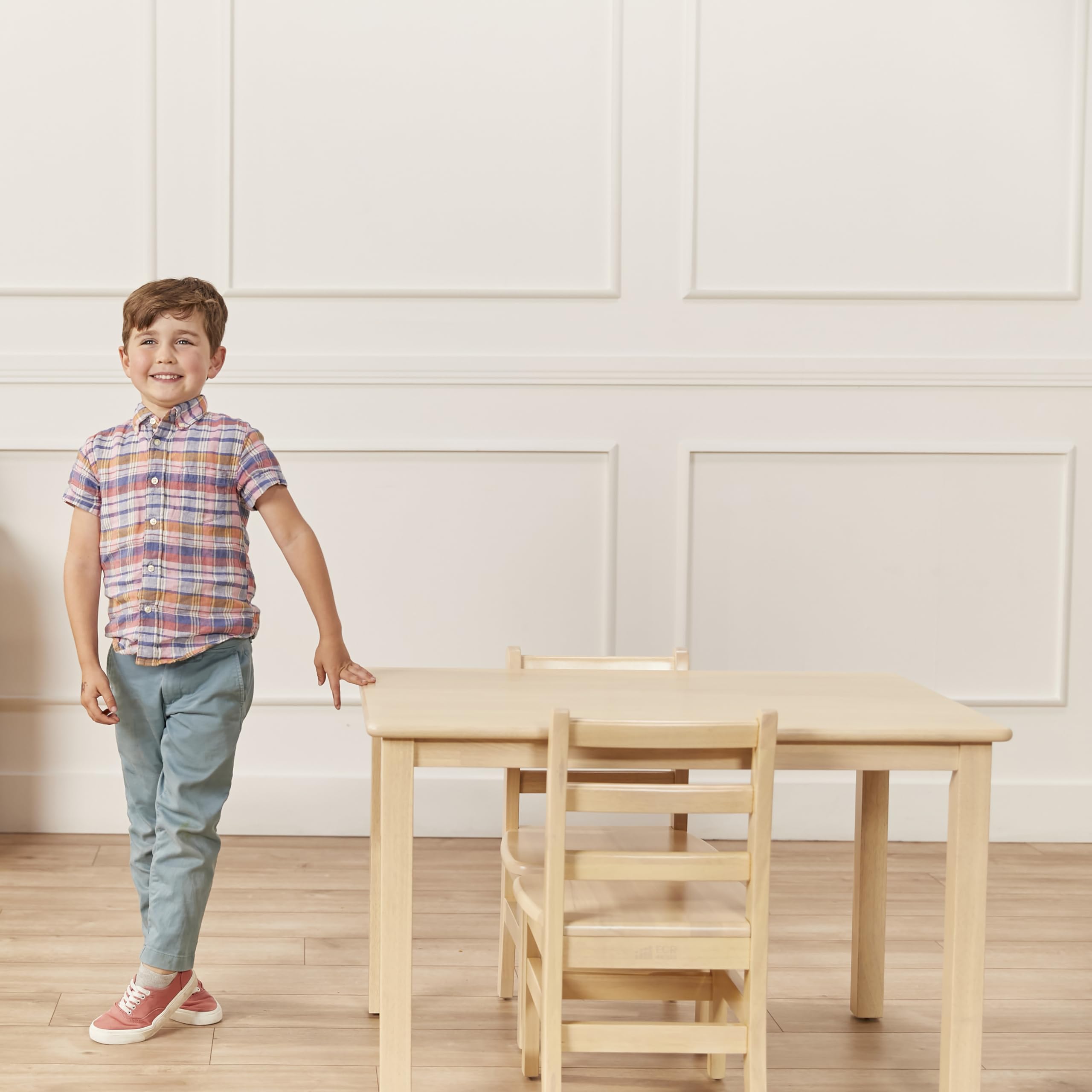 Rectangular Hardwood Table and Chair Set for Kids