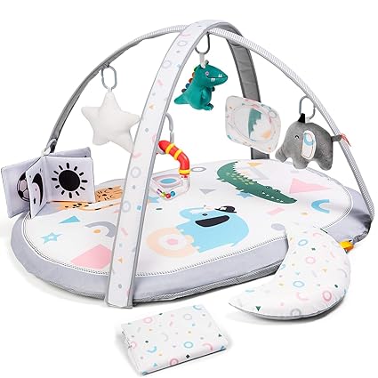 Baby Gym Play Mat with 9 Toys for Sensory and Motor Skill Development Language