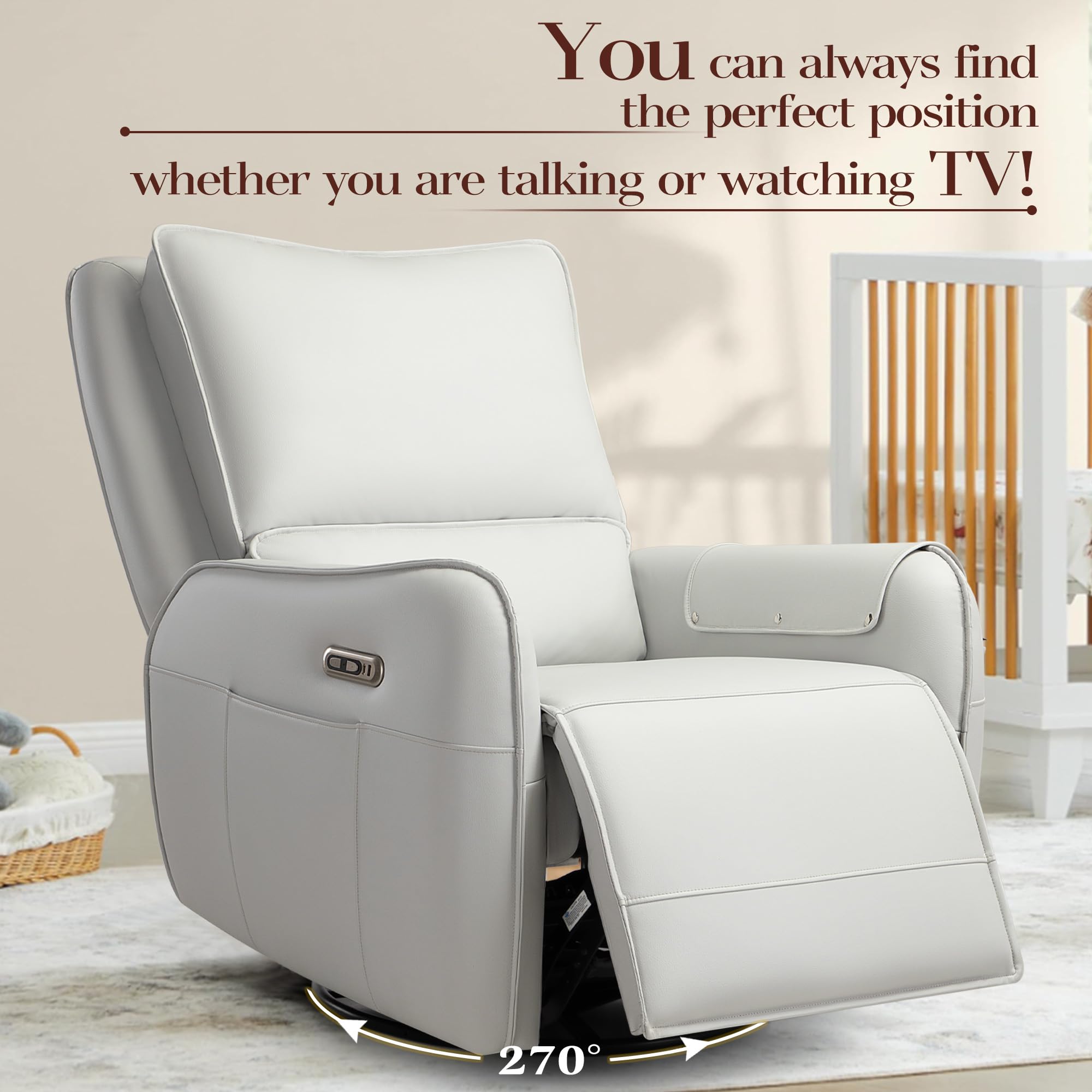 Power Swivel Glider Recliner with USB Charging