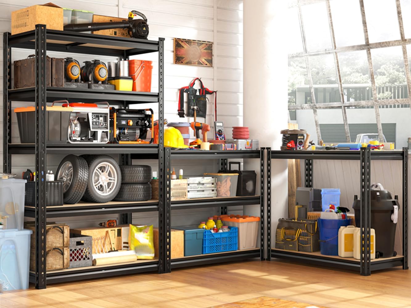 Set of 2 Storage Shelves 5 Tier Garage Shelving Heavy Duty Metal Shelving