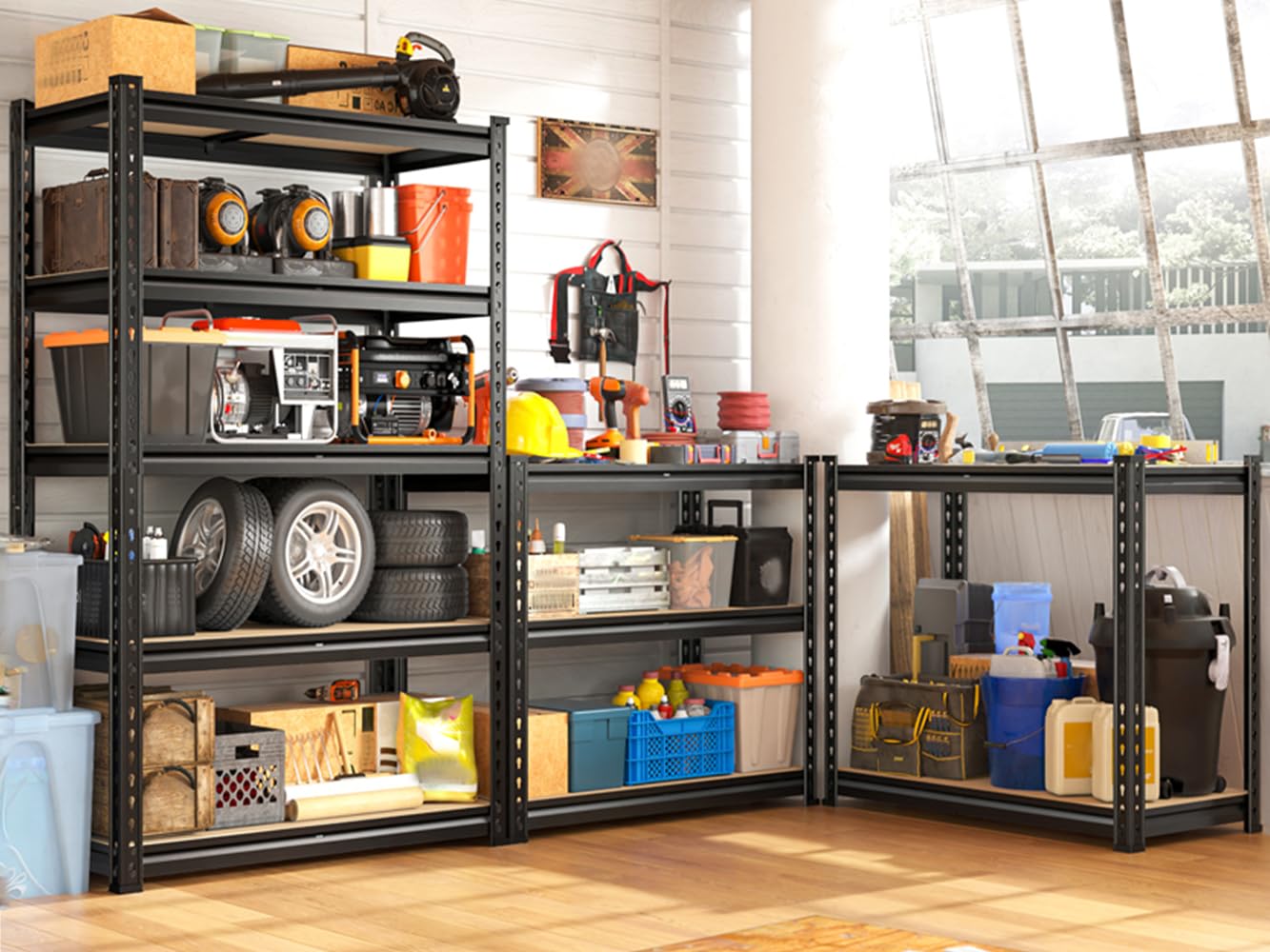 Set of 2 Storage Shelves 5 Tier Garage Shelving Heavy Duty Metal Shelving