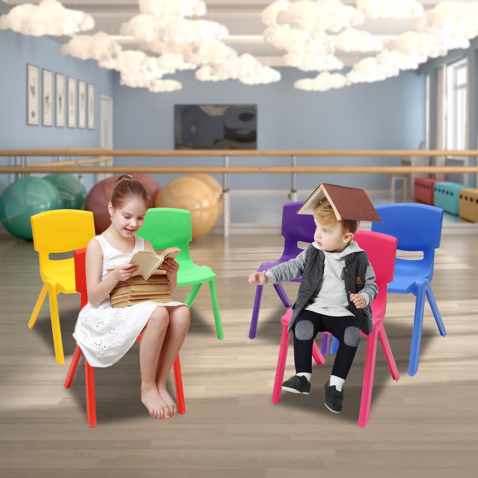 Stackable Kids School Chairs Set of 6