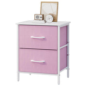 Nightstand, Kids Dresser with 2 Drawers, Steel Frame Bedside