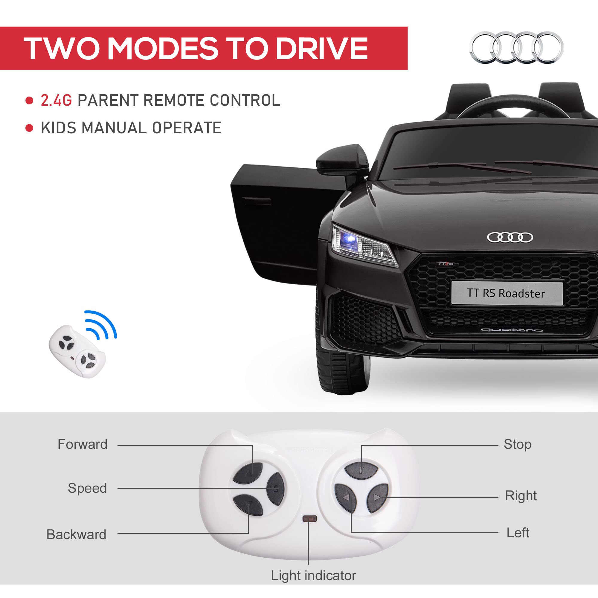 Licensed Audi TT RS Electric Ride-On Car with Remote Control