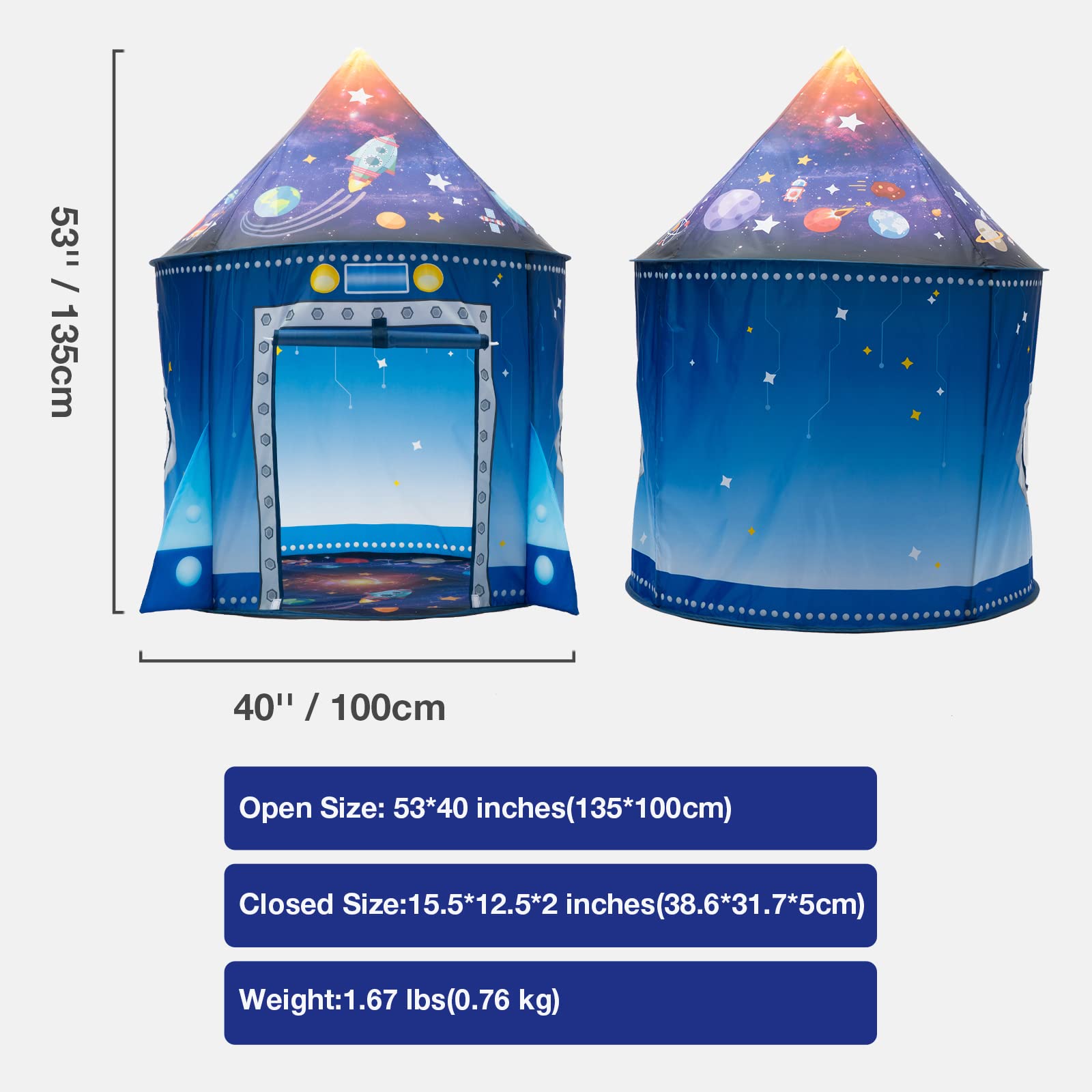 Rocket Ship Play Tent for Kids Space Themed Playhouse