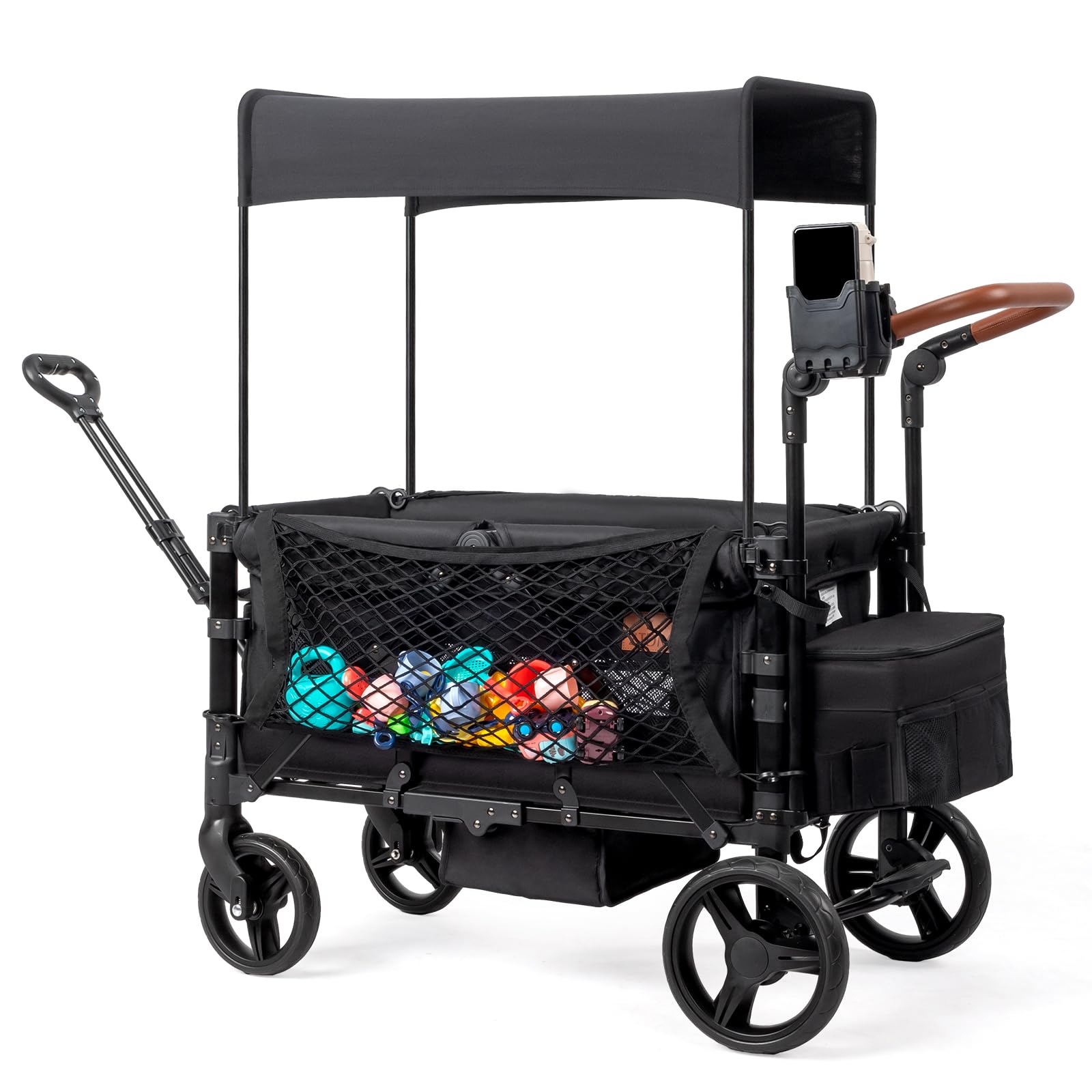 Wagon Stroller for 2 Kids, All-Terrain Wagon for Kids with Footwell, Canopy