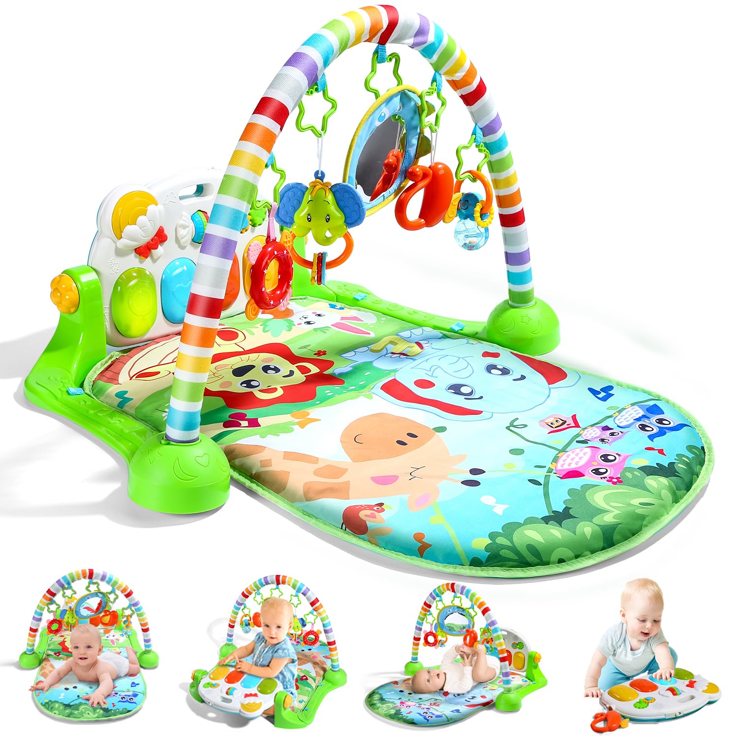 Baby Gym Play Mat, Play Piano Gym with Tummy Time Activity Mat