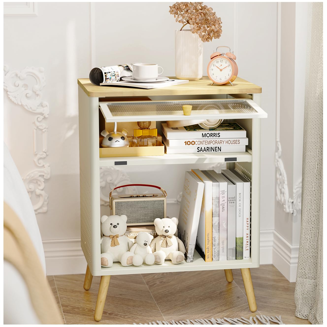 Cute Nightstand, Small End Tables with Storage Drawer