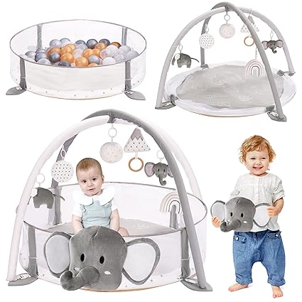 6-in-1 XL Large Baby Gym & Ball Pit, Play Mat & Play Gym, Combination Baby Activity Gym