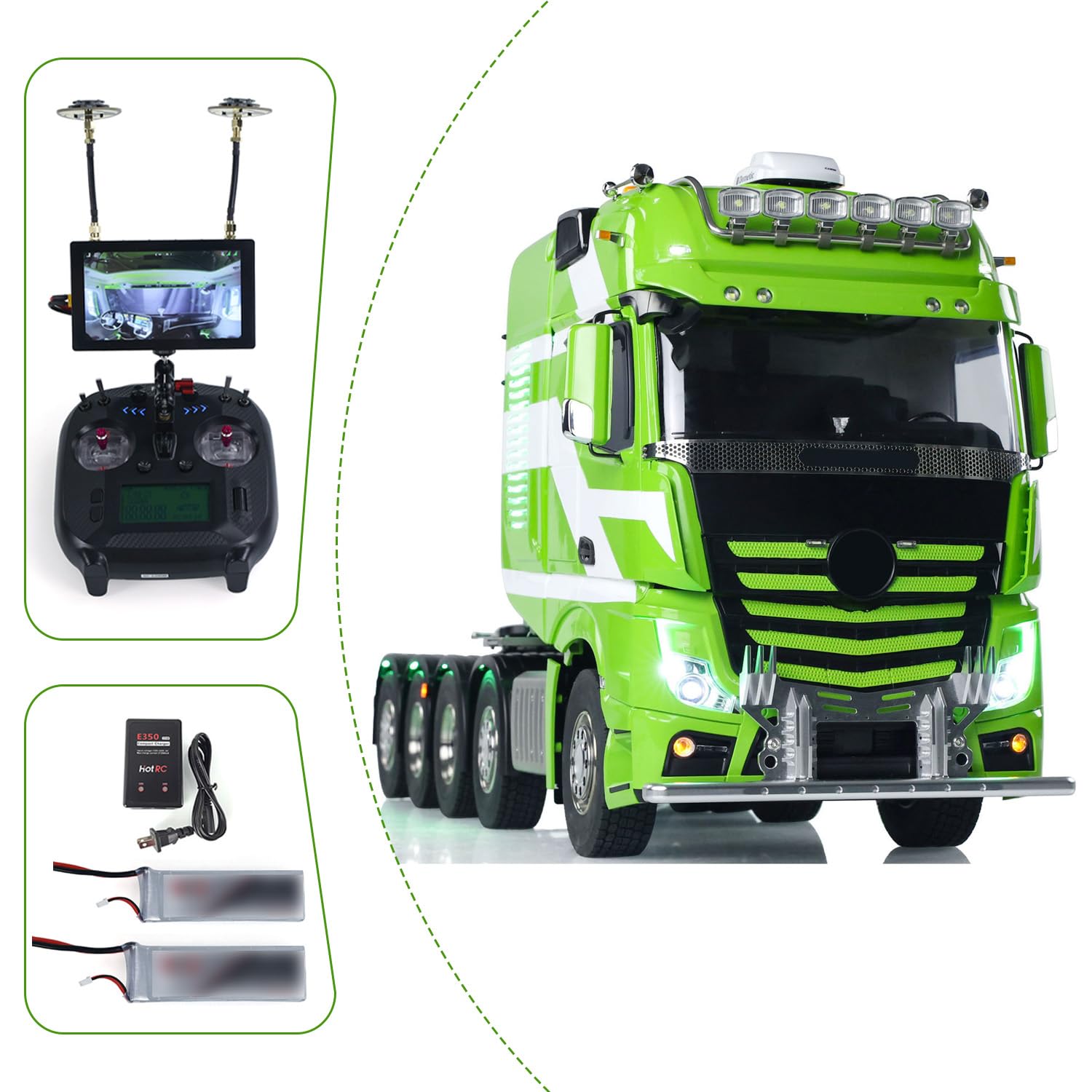 Unitru-01 3363 1/14 10x10 RC Tractor Truck Metal Chassis Remote Control Lorry Car Smoke