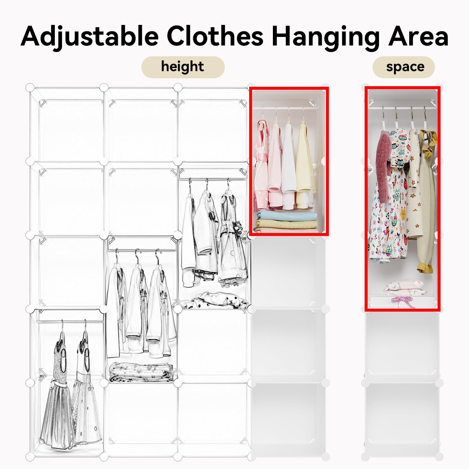 Modular Baby Wardrobe with Hanging Rods