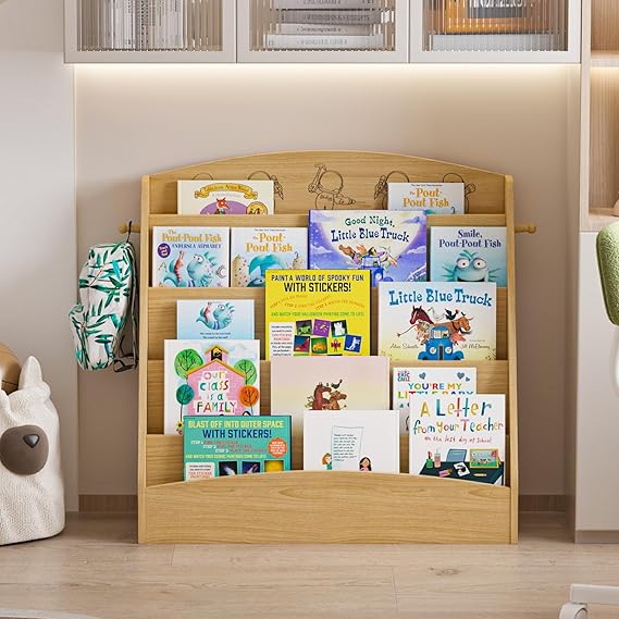 Kids Bookshelf,Toddler Book Display Shelves, Montessori Bookshelf