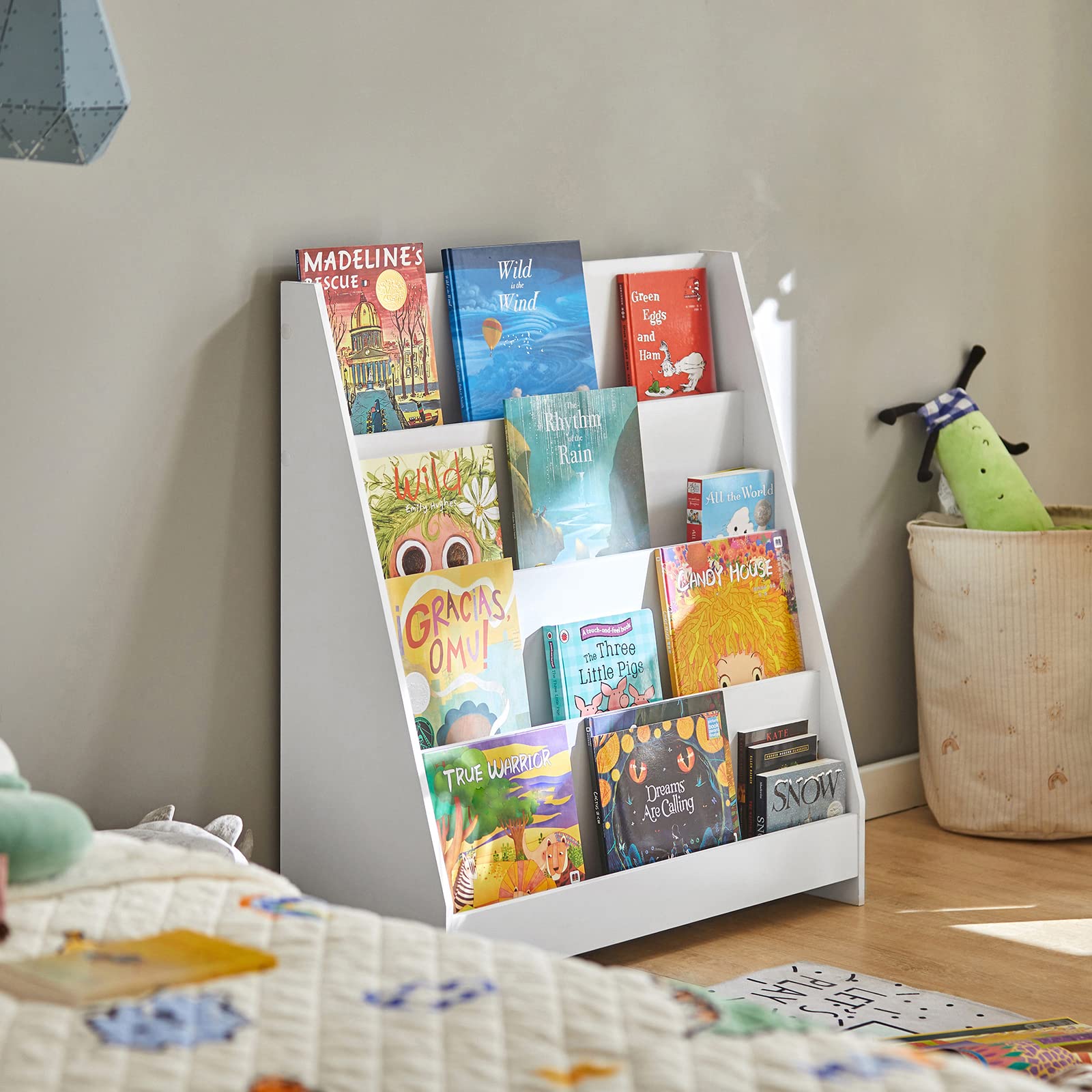 Bookshelf for Kids, Montessori Bookshelf Toddler Bookcase 4-Tiers