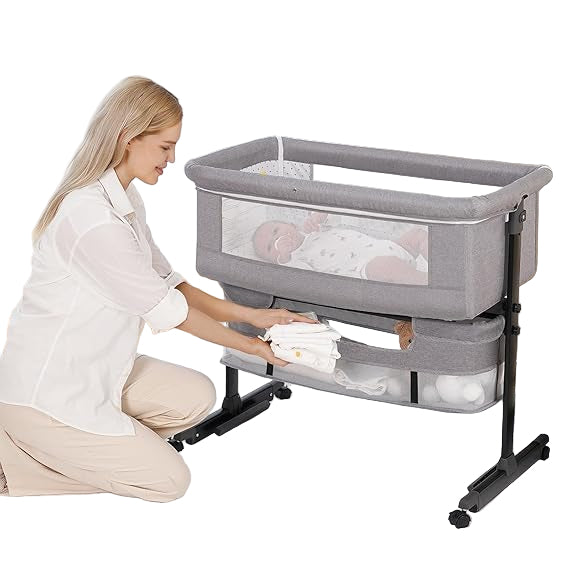 Baby Bassinet, 3 in 1 Bassinets Bedside Sleeper, Adjustable Height Bedside Sleeper