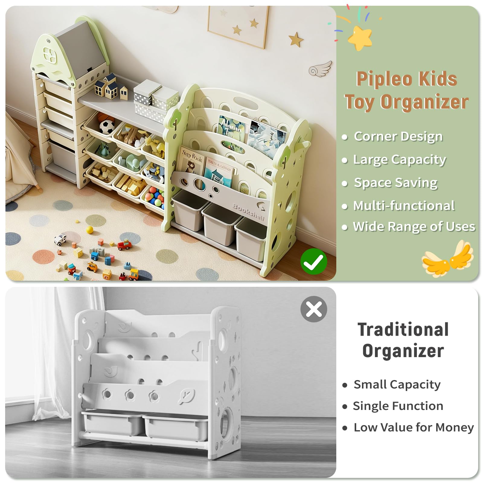 Castle-Shaped Toy Storage Organizer with 17 Bins