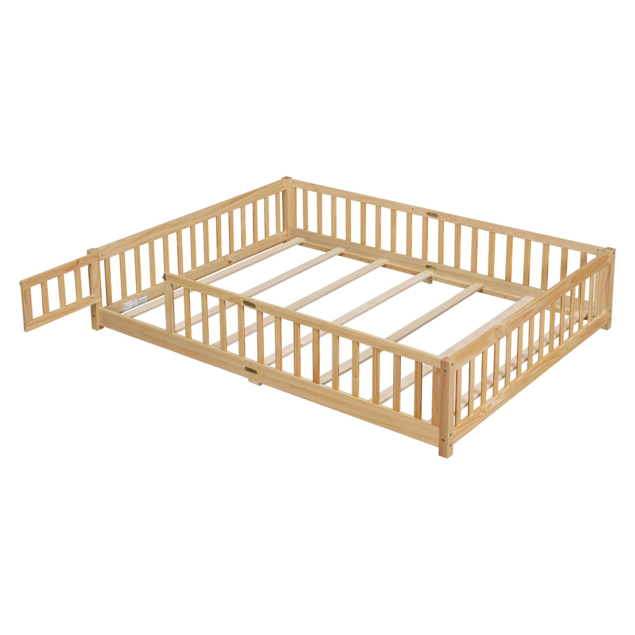 Queen Size Montessori Floor Bed with Guardrails