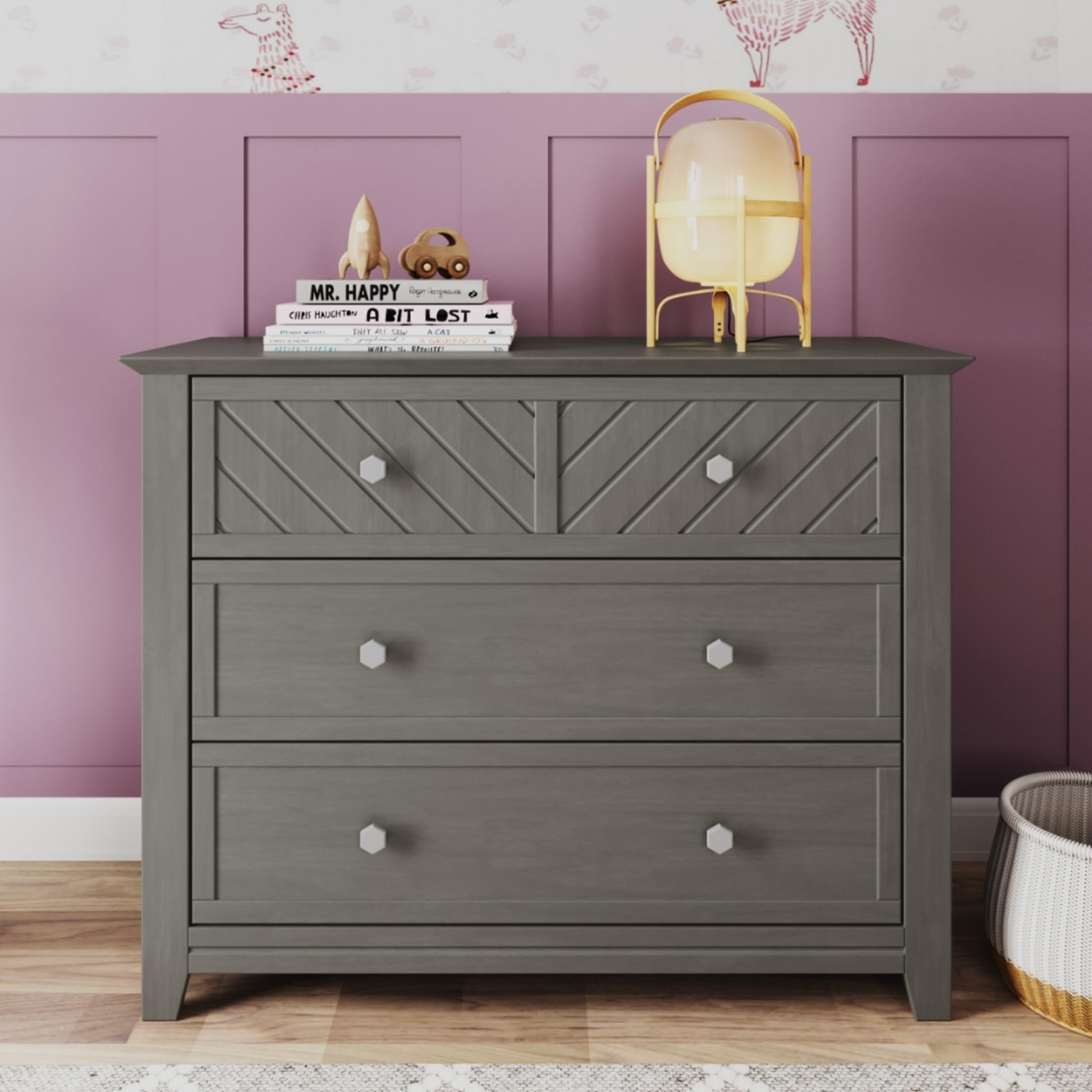 Wooden Toy Chest with Safety-Hinged Lid