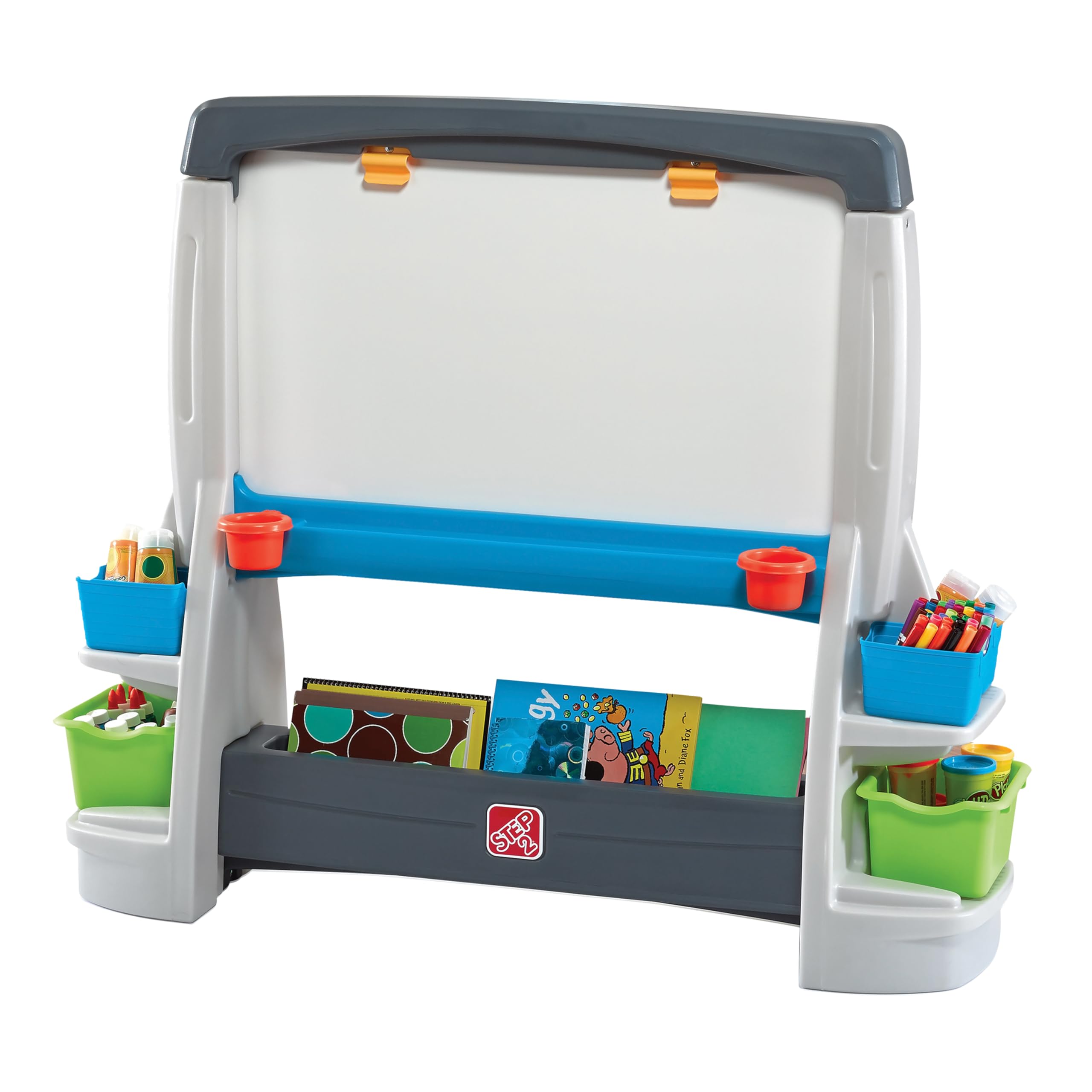 Step2 Jumbo Art Easel, Kids Activity Table, Double-Sided Art Board, Made of Durable Plastic, Includes Bins for Storage, For Toddlers 3+ Years Old