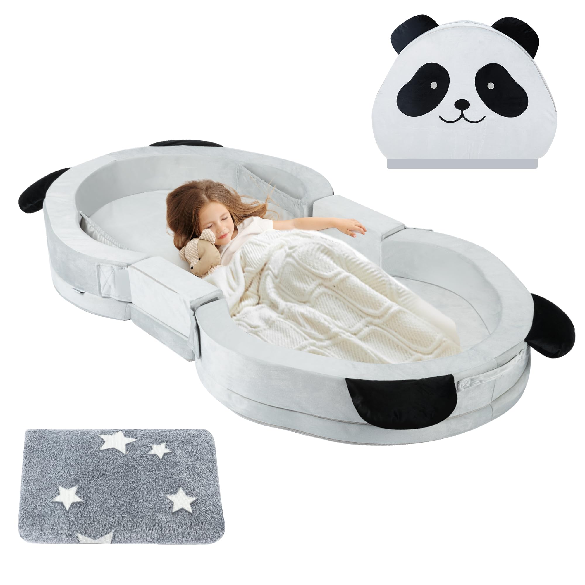Toddler Travel Bed, Foldable Floor Cot for Travel