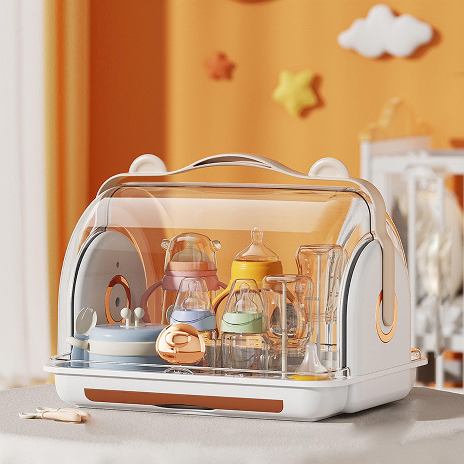 RYTTGOP Baby Bottle Drying Rack Storage Plastic Multifunctional Drainage Nursing Bottle Box Portable Kitchen Cabinet Organizer
