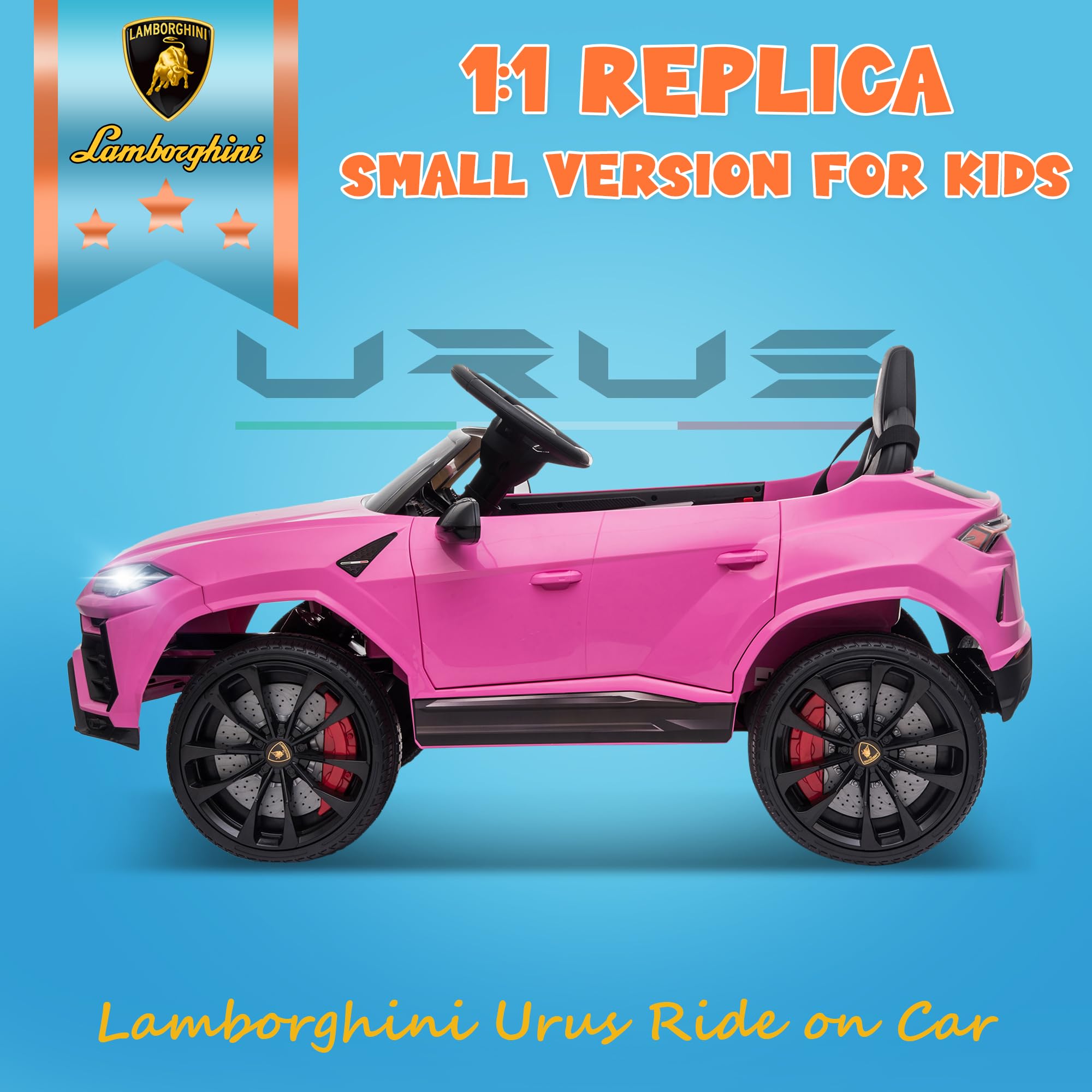 12V Licensed Lamborghini Urus Ride On Car, Electric SUV Car Power Wheel Toy