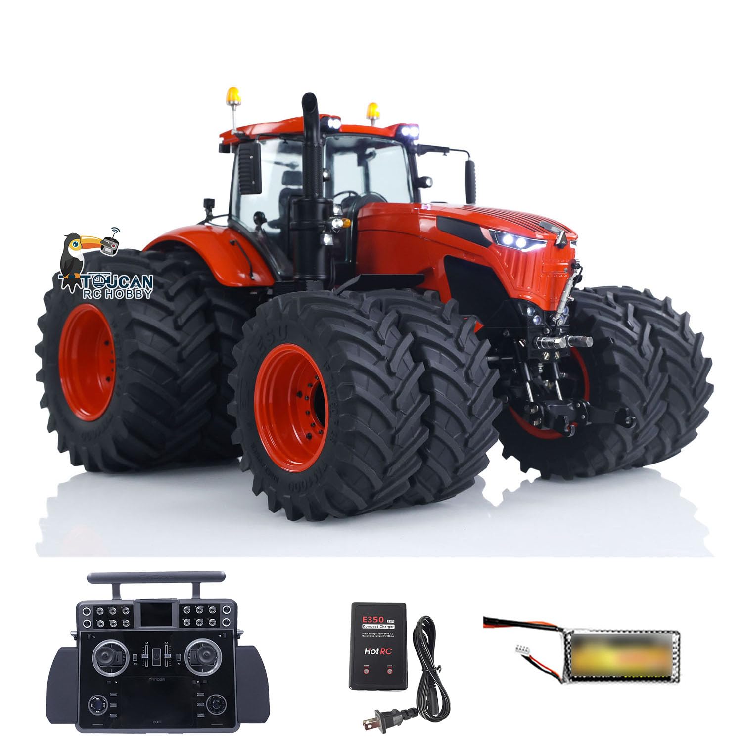 Metal 1/14 Hydraulic RC Tractor Model 4x4 Agricultural Vehicle Double Wheels