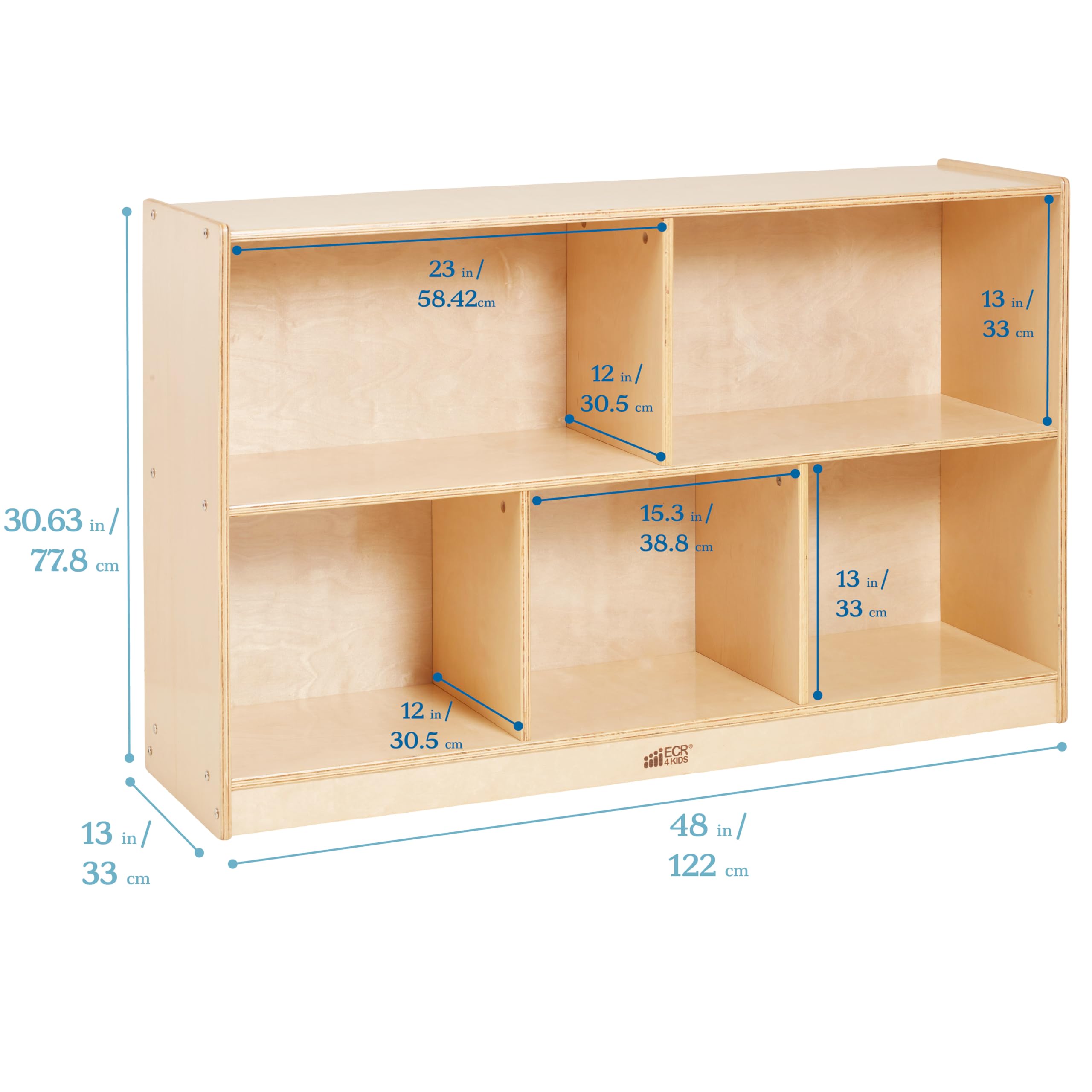 5-Compartment Mobile Storage Cabinet for Classroom