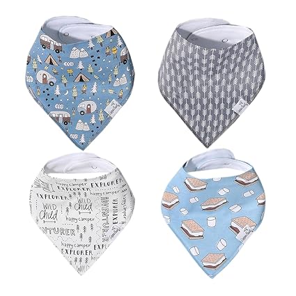 4 Pack Soft Cotton Baby Bibs for Drooling and Teething