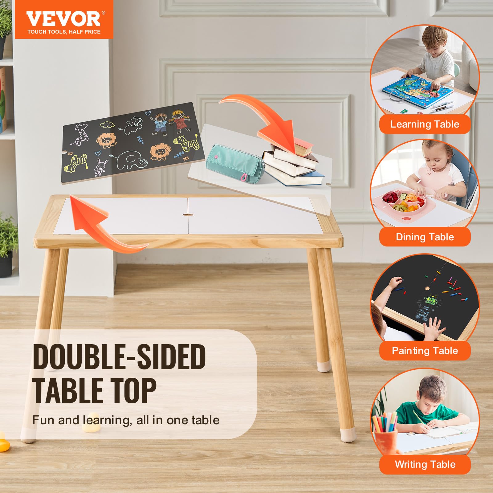 Double-Sided Wooden Sensory Table for Toddlers