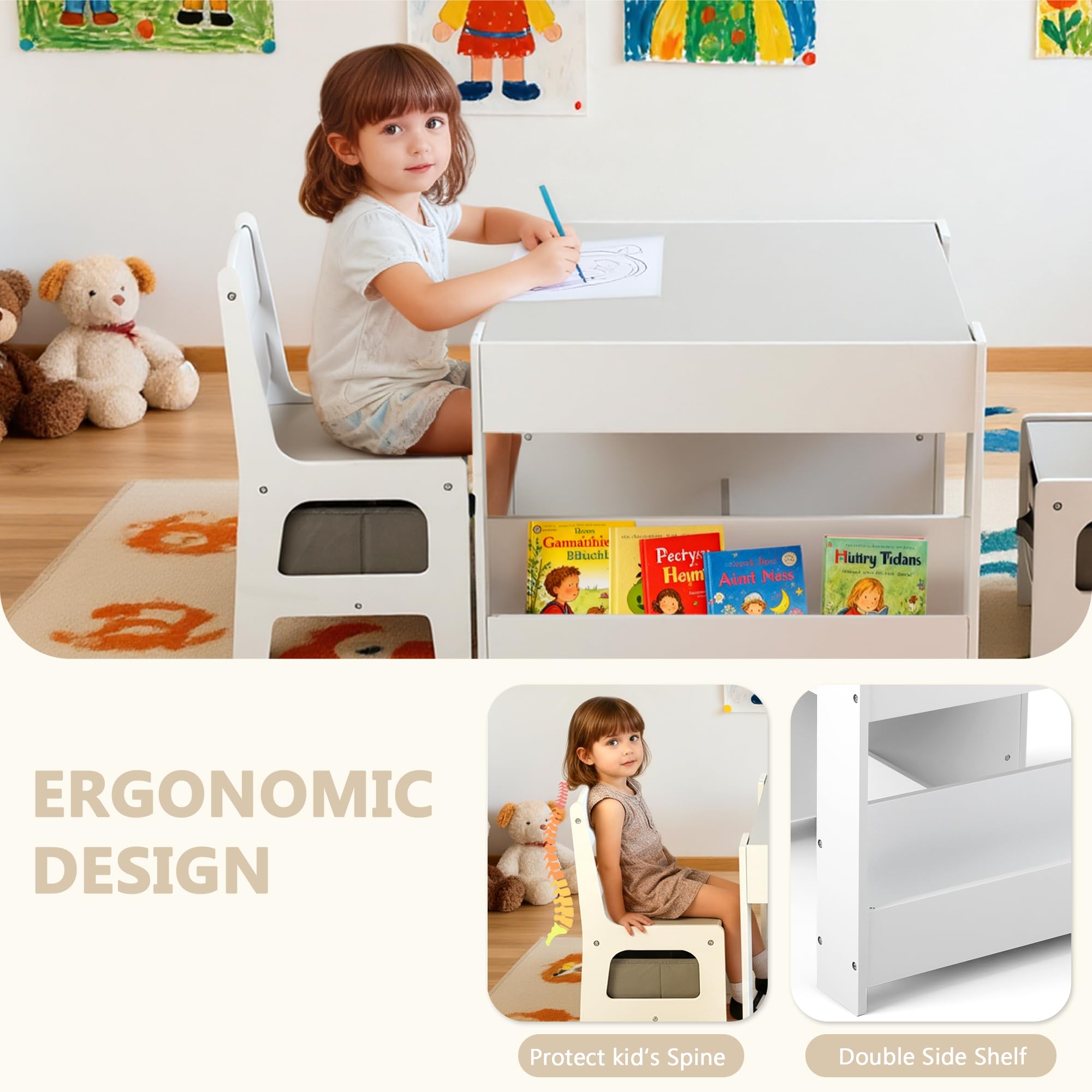 4-in-1 Kids Activity Table and Chairs Set