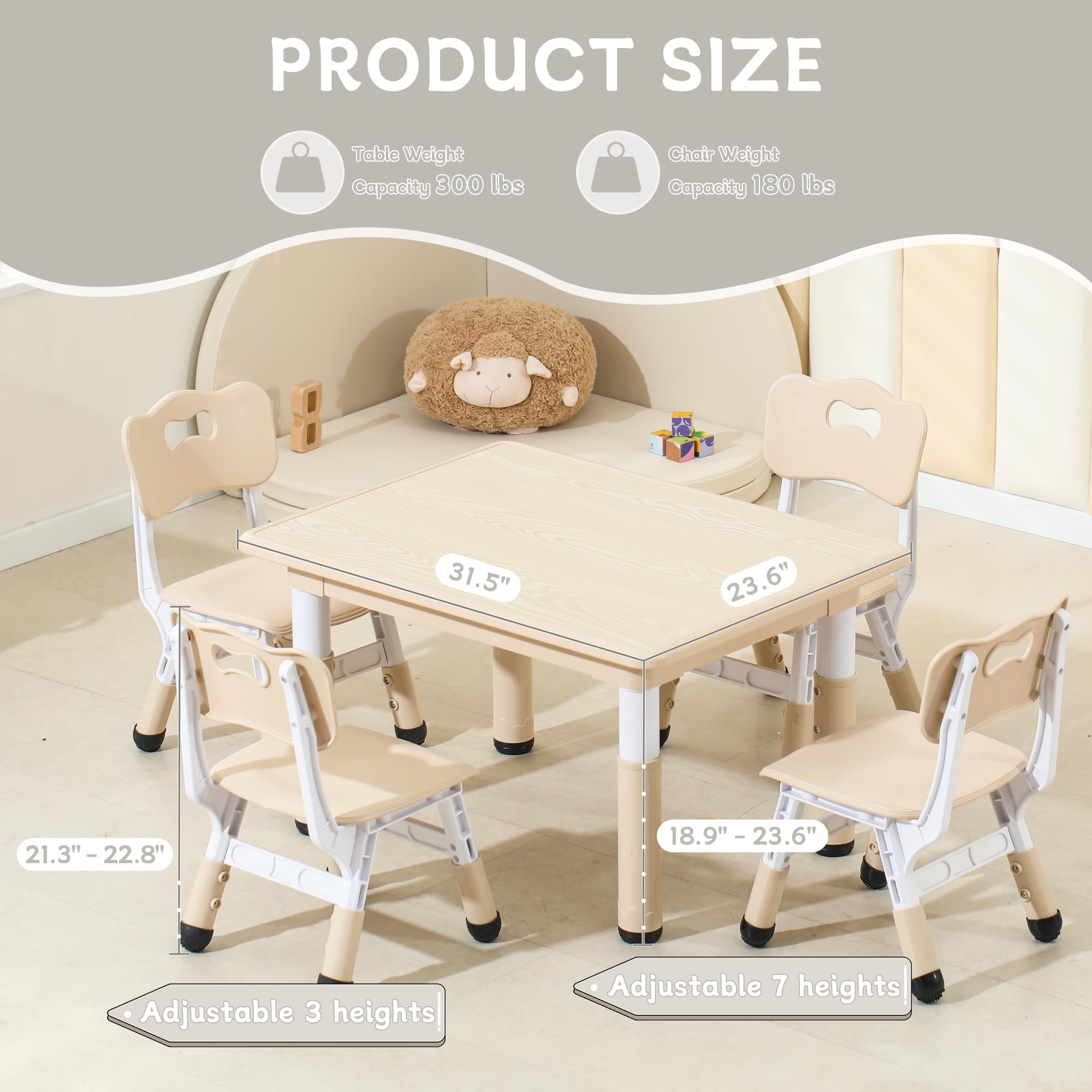 Height-Adjustable Kids Table and Chair Set with Graffiti Desktop
