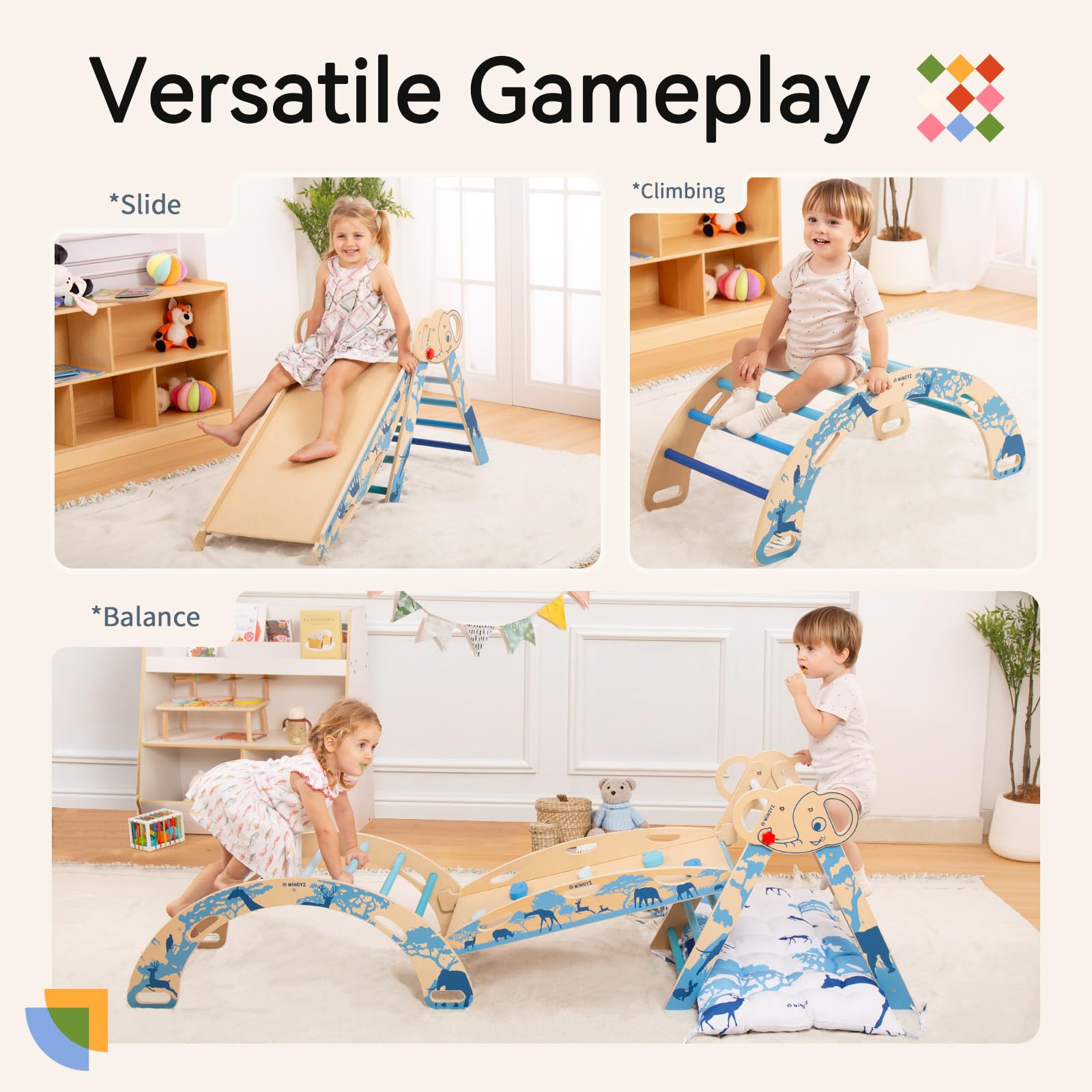 8-in-1 Pikler Triangle Climbing Set with Ramp and Arch