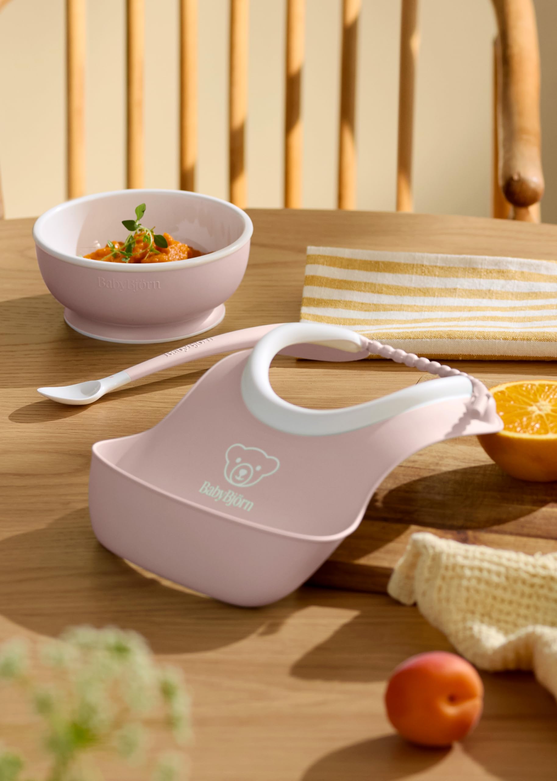 Baby Feeding Set, 3 pcs, Powder Pink | Includes Baby Plate