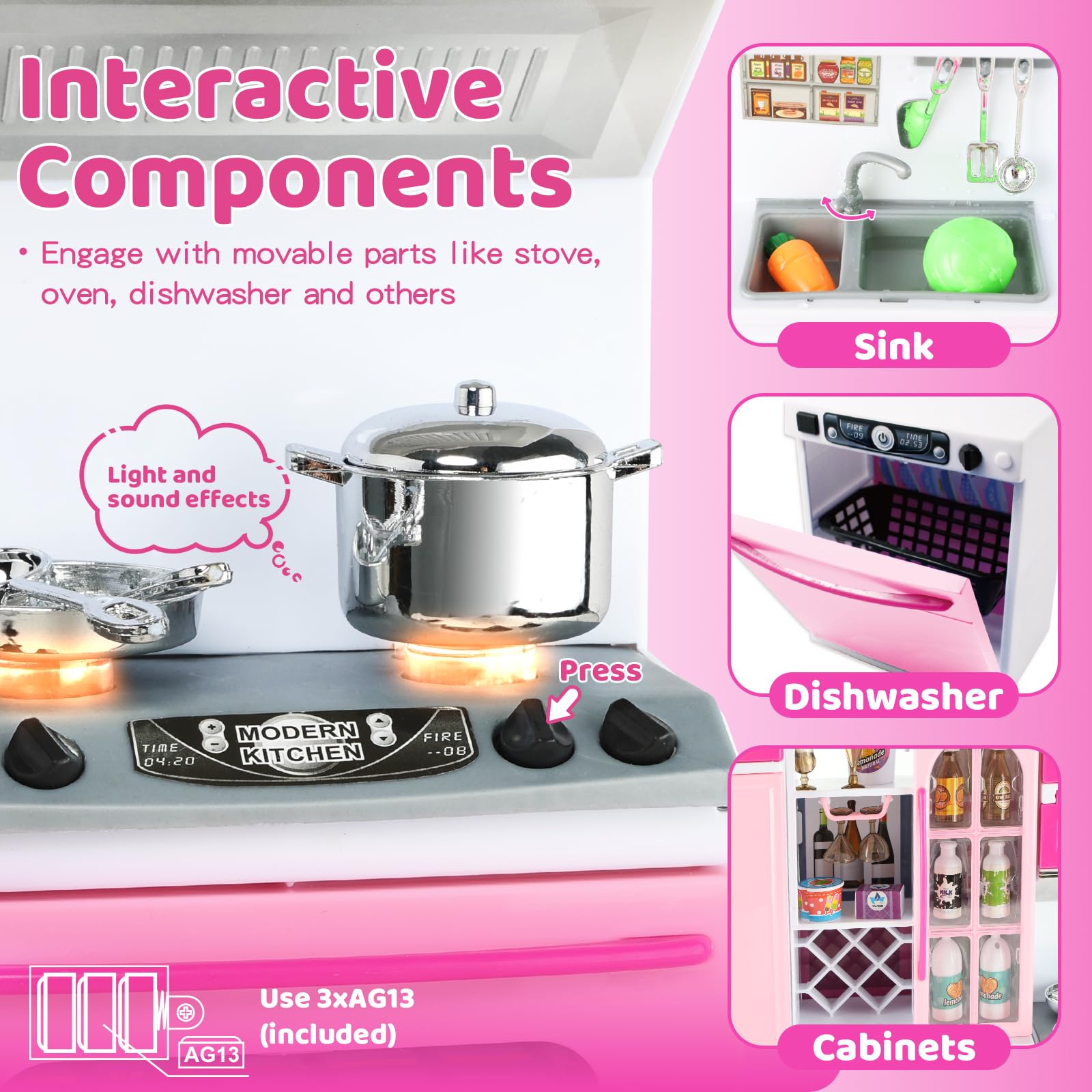 Mini Kitchen Playset with Lights and Sounds