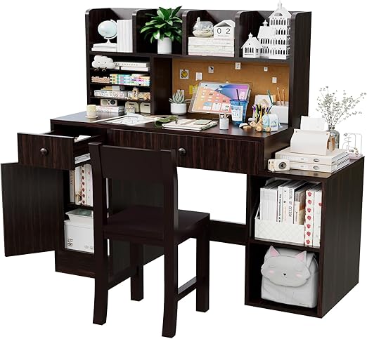 White Wooden Kids Desk and Chair Set, Kids Study Desk