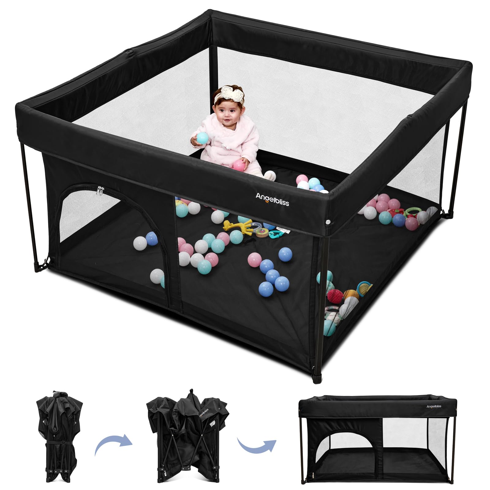 Foldable Baby Playpen 50x50 with Safety Lock
