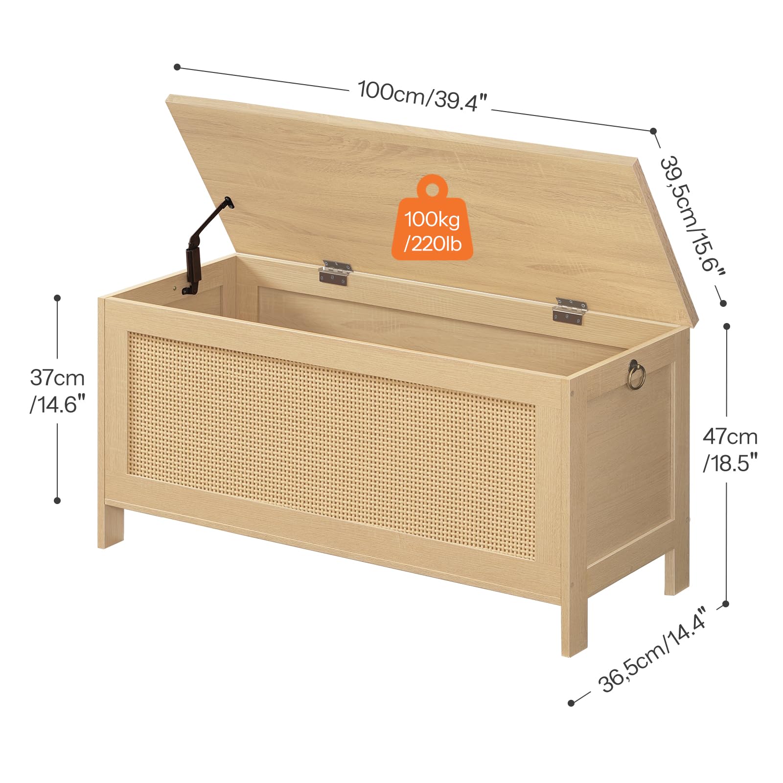 Storage Bench with Faux Rattan Decoration