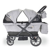 Caravan Coupe Quad, Compact Stroller Wagon with Reclining Seats for 4 Kids, Gray/Black