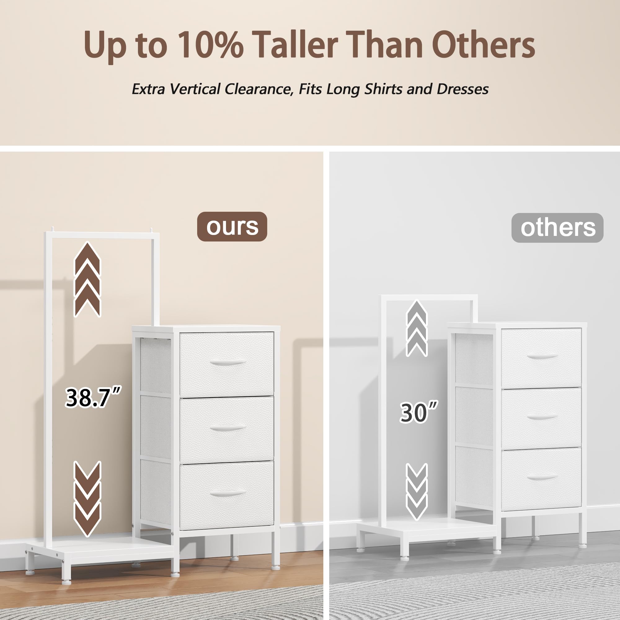 Dresser with Hanging Rack and 3 Drawers