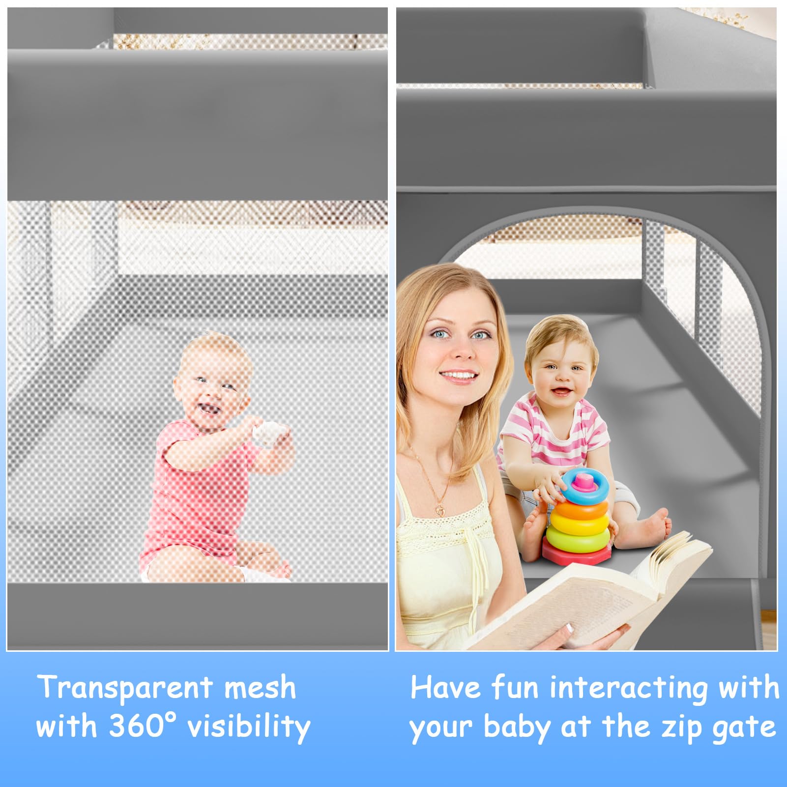 Extra Large Baby Playpen with Safety Gate