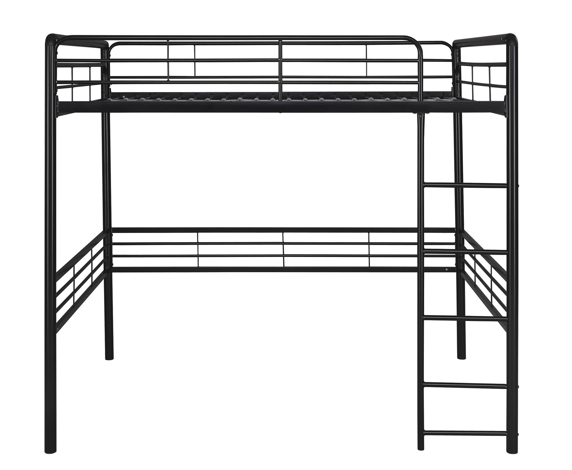 Full Metal Loft Bed with Ladder Space-Saving Design, Black