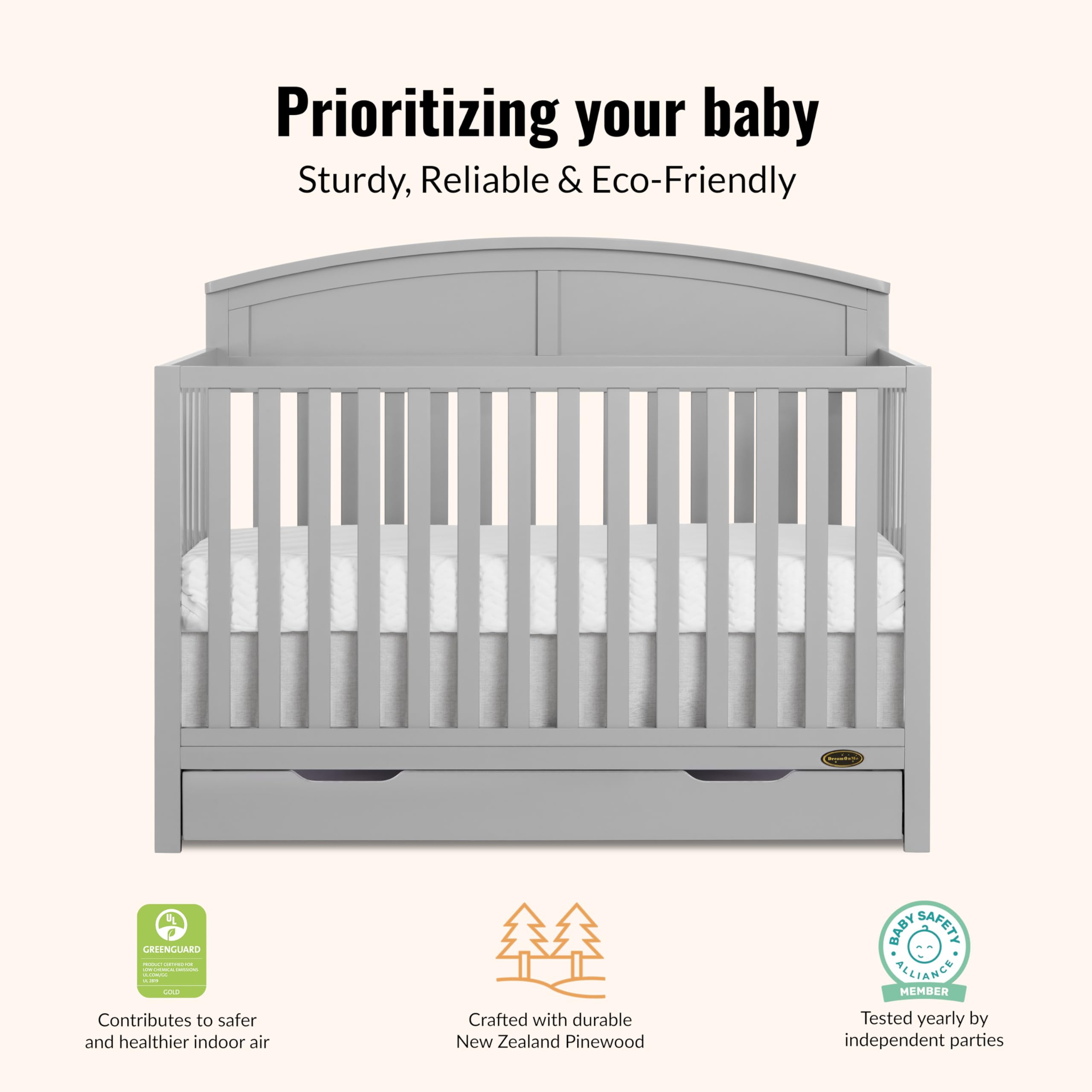 5-in-1 Convertible Crib with Storage Drawer