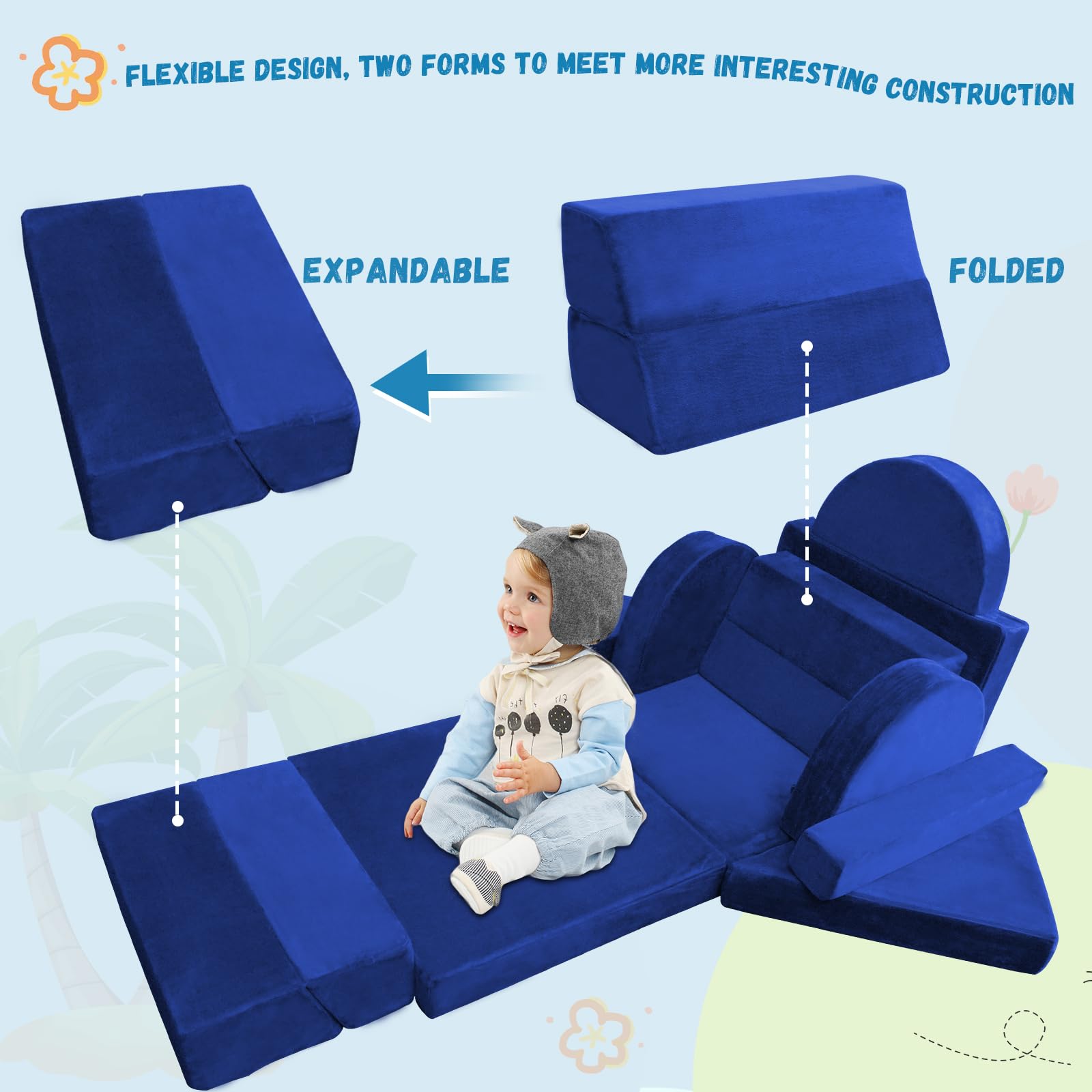 Modular Kids Play Couch 18-Piece Foam Building Set
